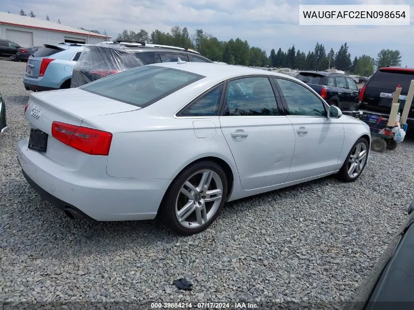 2014 Audi A6 2.0T Premium VIN: WAUGFAFC2EN098654 Lot: 39884214