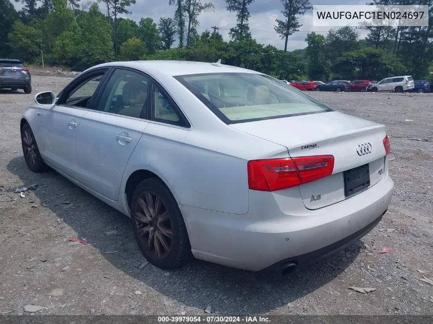 2014 Audi A6 3.0T Premium Plus VIN: WAUFGAFC1EN024697 Lot: 39979054