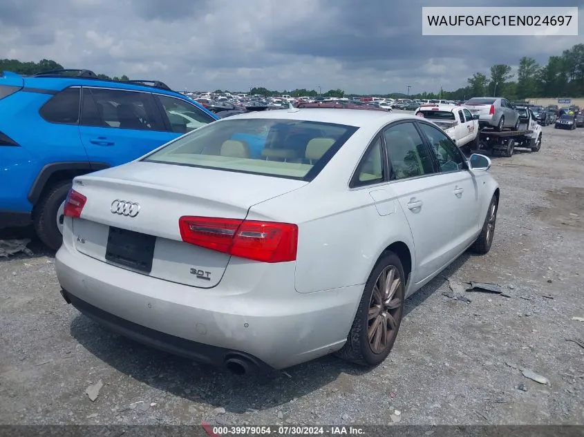 2014 Audi A6 3.0T Premium Plus VIN: WAUFGAFC1EN024697 Lot: 39979054