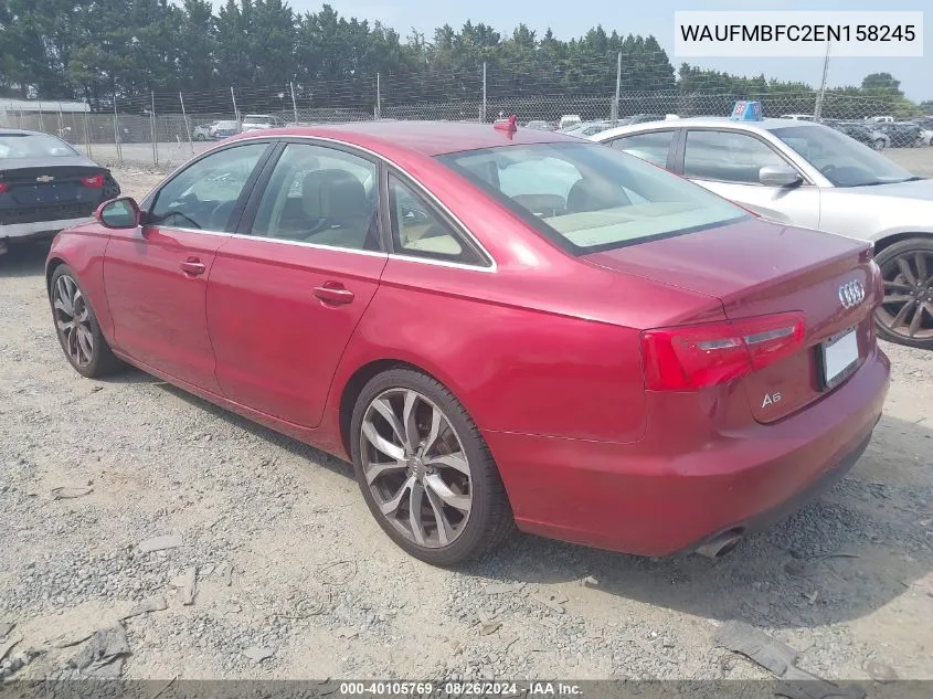 2014 Audi A6 3.0 Tdi Premium Plus VIN: WAUFMBFC2EN158245 Lot: 40105769