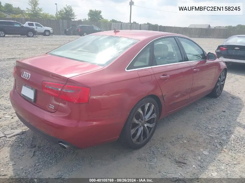 2014 Audi A6 3.0 Tdi Premium Plus VIN: WAUFMBFC2EN158245 Lot: 40105769