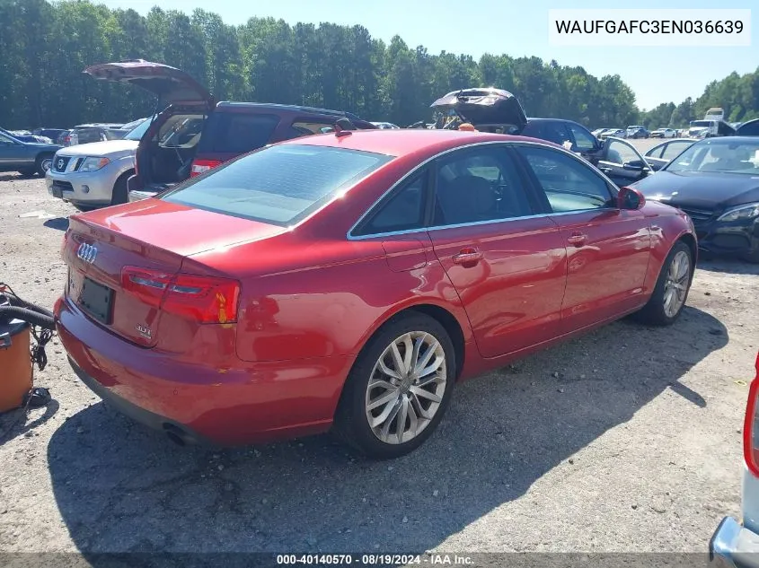 2014 Audi A6 3.0T Premium Plus VIN: WAUFGAFC3EN036639 Lot: 40140570