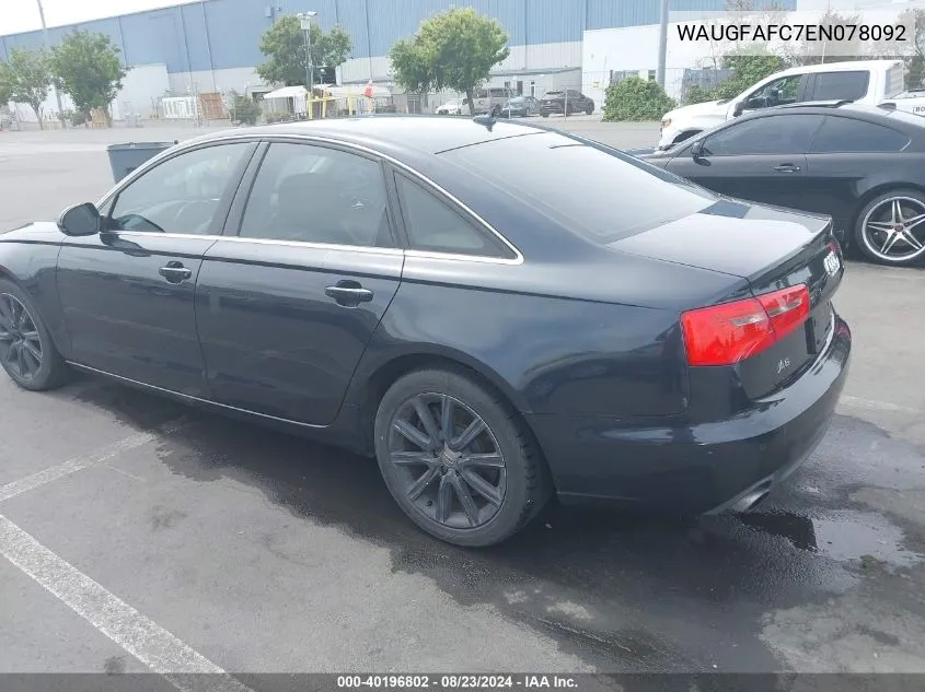 WAUGFAFC7EN078092 2014 Audi A6 2.0T Premium