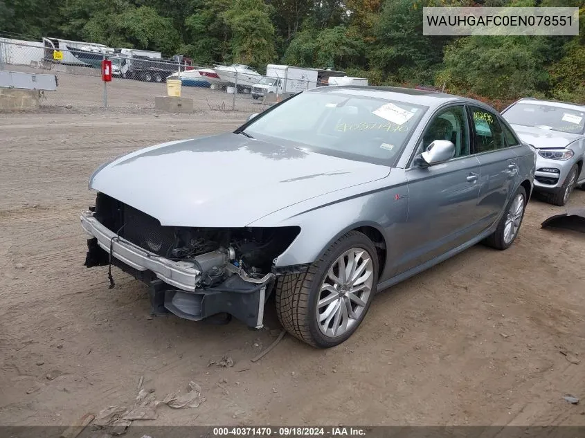 WAUHGAFC0EN078551 2014 Audi A6 3.0T Premium Plus