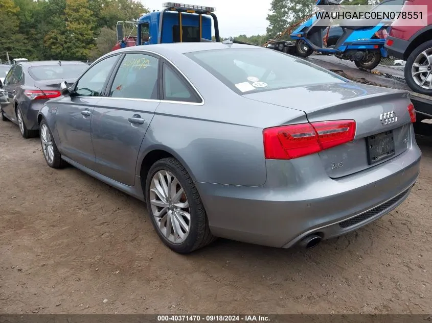 WAUHGAFC0EN078551 2014 Audi A6 3.0T Premium Plus