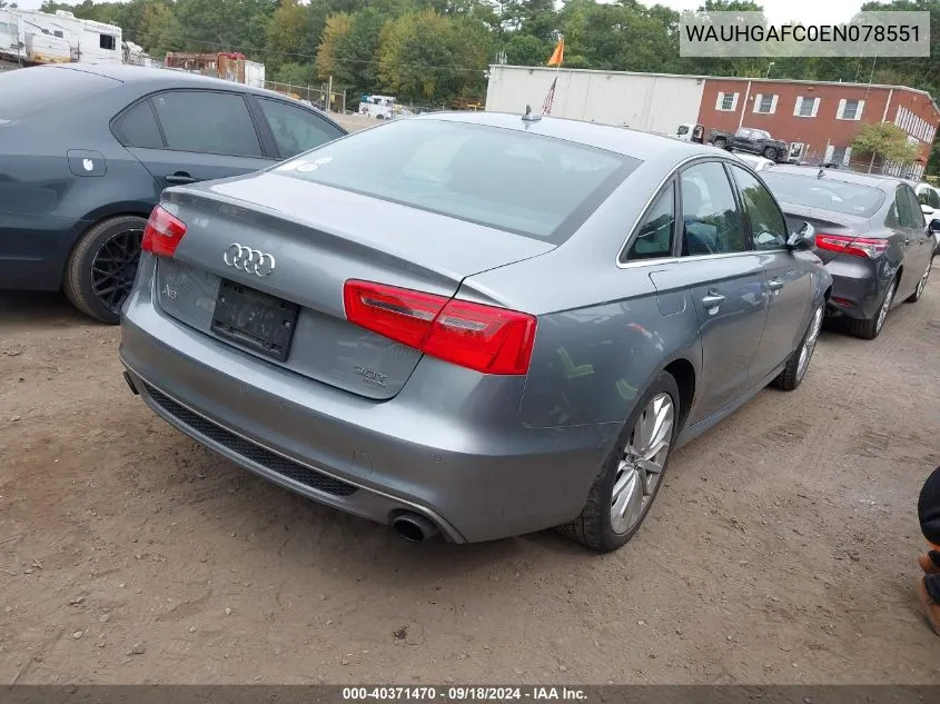 WAUHGAFC0EN078551 2014 Audi A6 3.0T Premium Plus