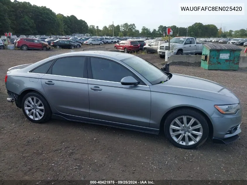 2014 Audi A6 2.0T Premium VIN: WAUGFAFC8EN025420 Lot: 40421975