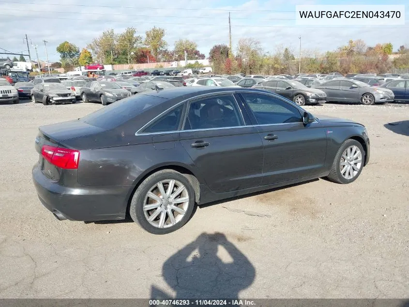 2014 Audi A6 3.0T Premium Plus VIN: WAUFGAFC2EN043470 Lot: 40746293