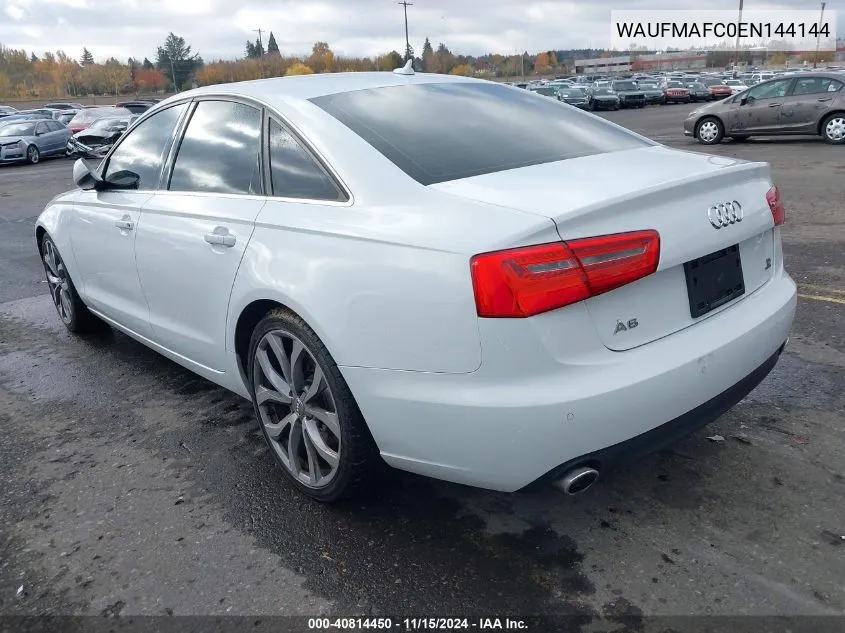 2014 Audi A6 3.0 Tdi Premium Plus VIN: WAUFMAFC0EN144144 Lot: 40814450