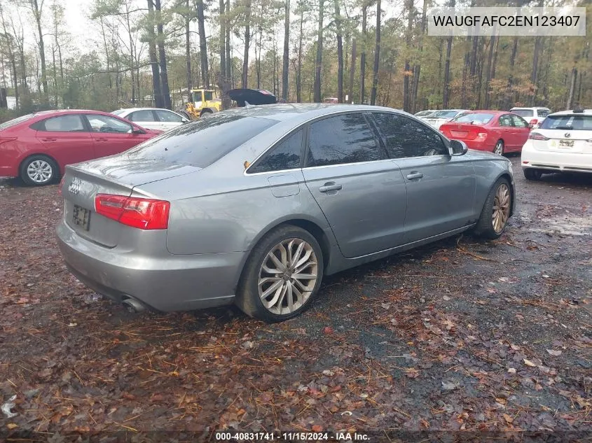 2014 Audi A6 2.0T Premium VIN: WAUGFAFC2EN123407 Lot: 40831741