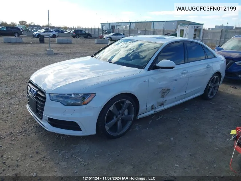 2015 Audi A6 VIN: WAUJGCFC3FN012199 Lot: 12151124