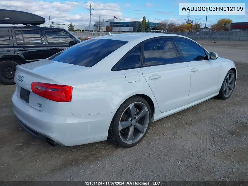 2015 Audi A6 VIN: WAUJGCFC3FN012199 Lot: 12151124