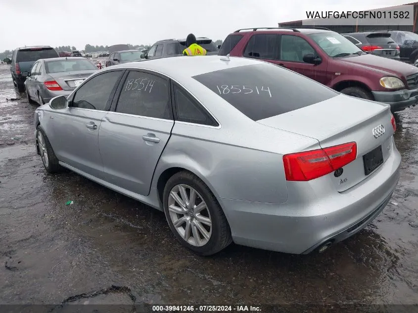 WAUFGAFC5FN011582 2015 Audi A6 3.0T Premium Plus