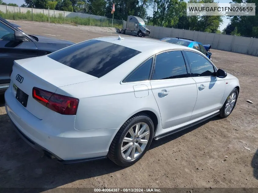 2015 Audi A6 3.0T Premium Plus VIN: WAUFGAFC1FN026659 Lot: 40064387