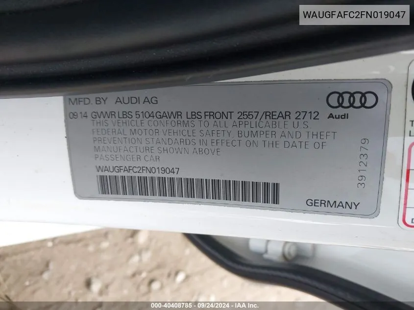 WAUGFAFC2FN019047 2015 Audi A6 Premium Plus