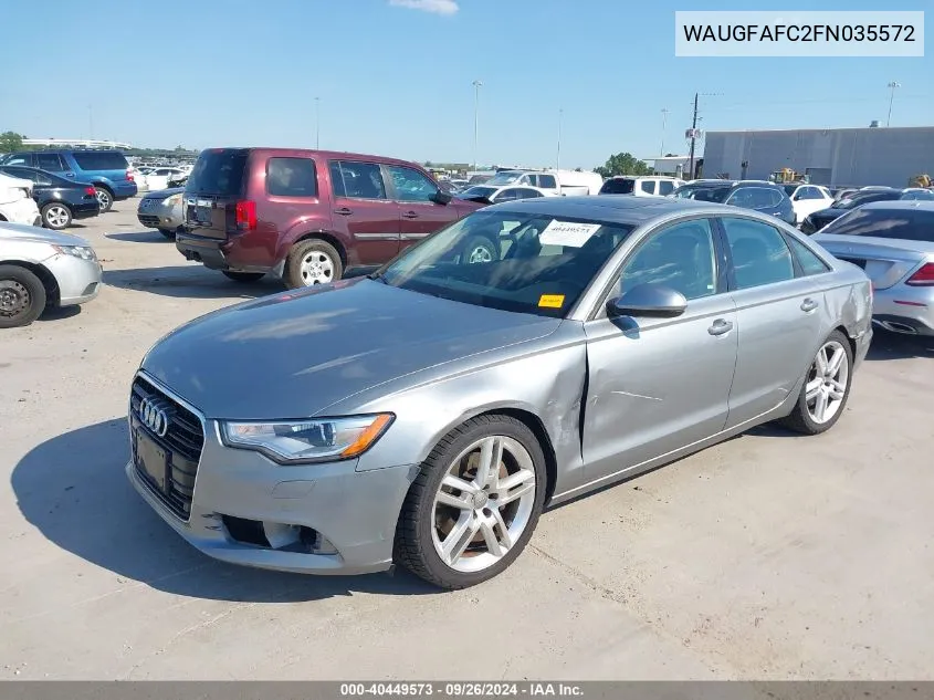 2015 Audi A6 2.0T Premium VIN: WAUGFAFC2FN035572 Lot: 40449573