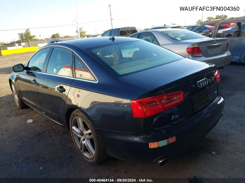 2015 Audi A6 Premium VIN: WAUFFAFC3FN004360 Lot: 40464134