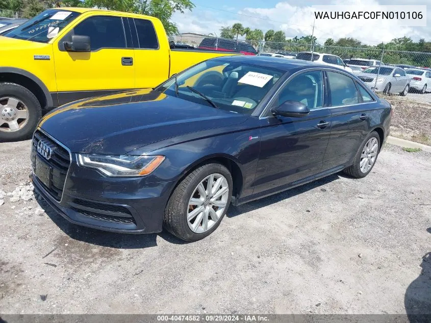 2015 Audi A6 3.0T Premium Plus VIN: WAUHGAFC0FN010106 Lot: 40474582