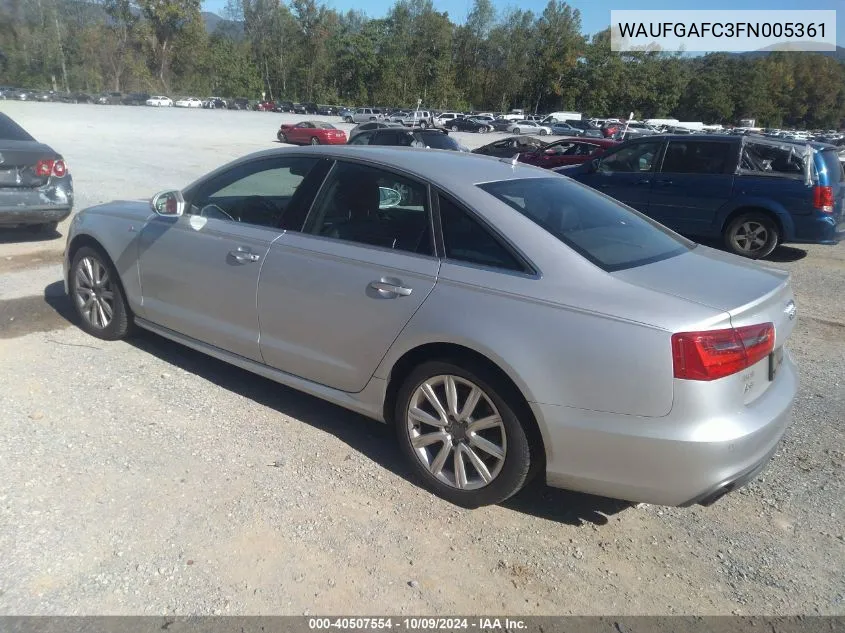 2015 Audi A6 Premium Plus VIN: WAUFGAFC3FN005361 Lot: 40507554