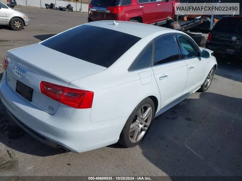 2015 Audi A6 3.0 Tdi Premium Plus VIN: WAUFMAFCXFN022490 Lot: 40686935