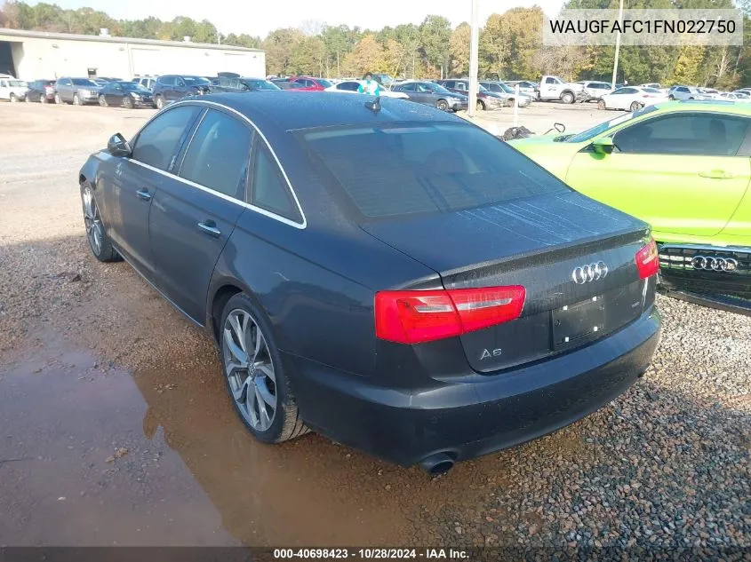 2015 Audi A6 2.0T Premium VIN: WAUGFAFC1FN022750 Lot: 40698423