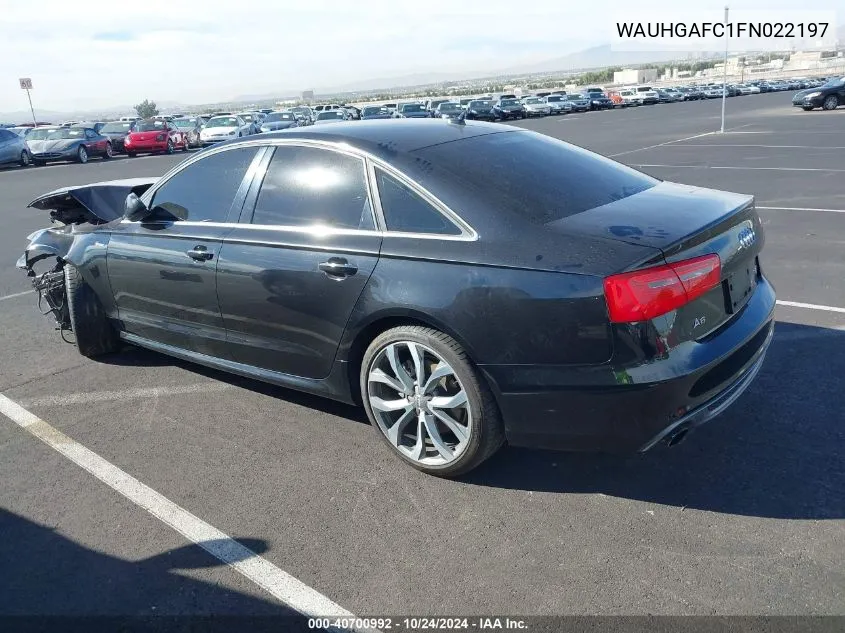 2015 Audi A6 3.0T Premium Plus VIN: WAUHGAFC1FN022197 Lot: 40700992