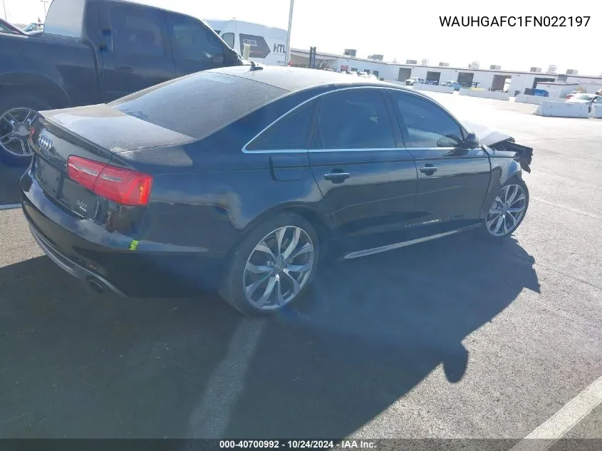 2015 Audi A6 3.0T Premium Plus VIN: WAUHGAFC1FN022197 Lot: 40700992