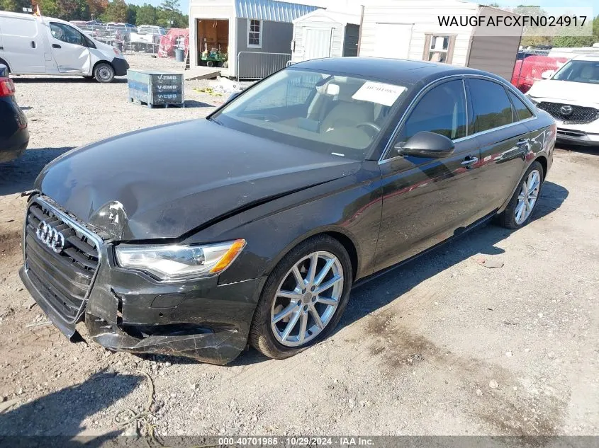 2015 Audi A6 2.0T Premium VIN: WAUGFAFCXFN024917 Lot: 40701985