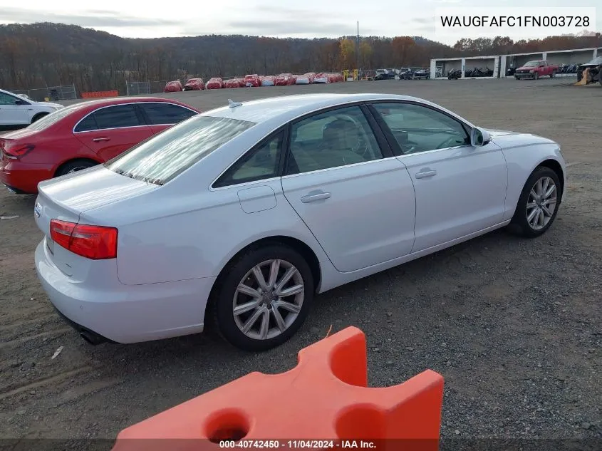 2015 Audi A6 2.0T Premium VIN: WAUGFAFC1FN003728 Lot: 40742450