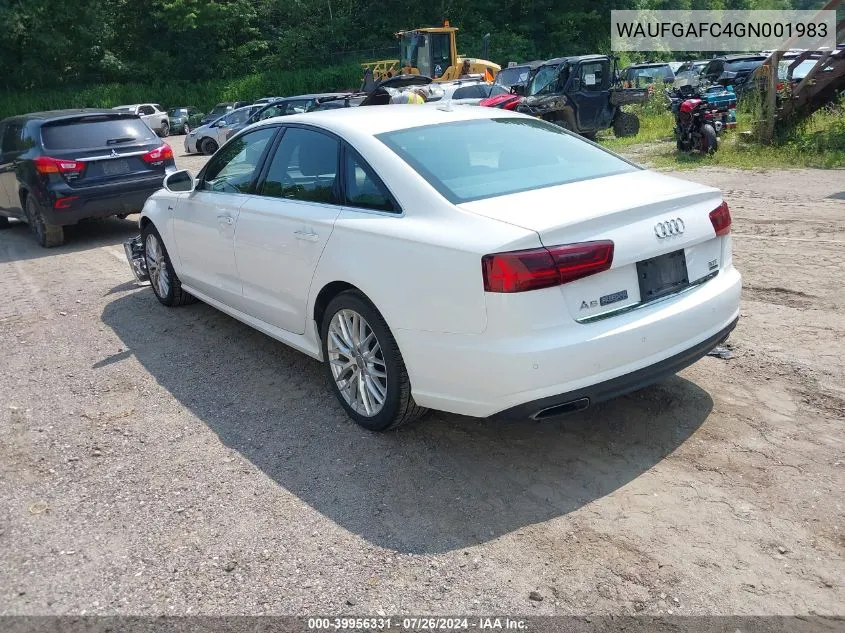 2016 Audi A6 3.0T Premium Plus VIN: WAUFGAFC4GN001983 Lot: 39956331