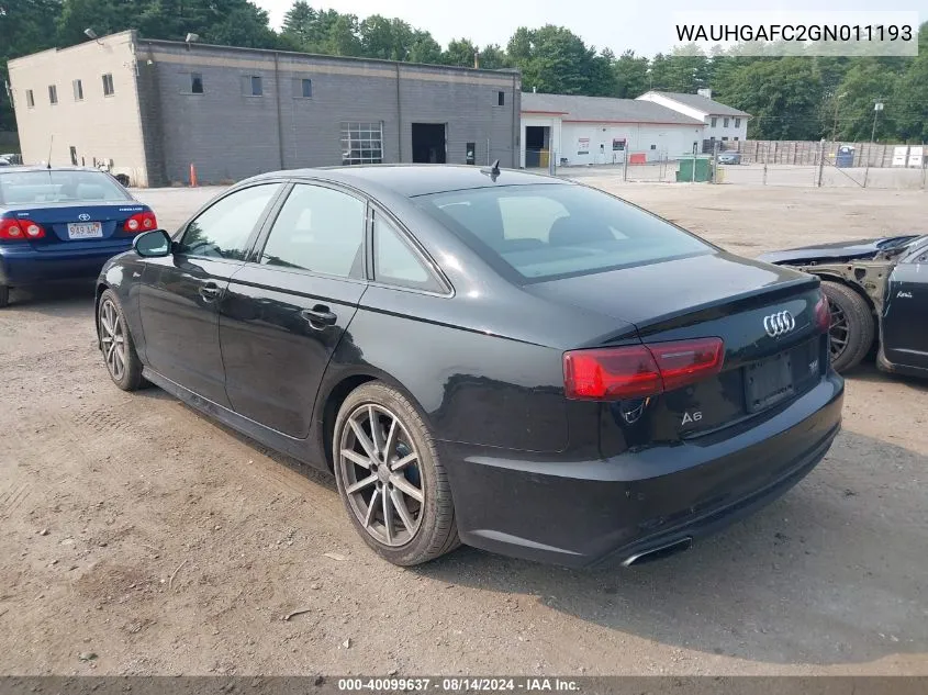 2016 Audi A6 3.0T Premium Plus VIN: WAUHGAFC2GN011193 Lot: 40099637