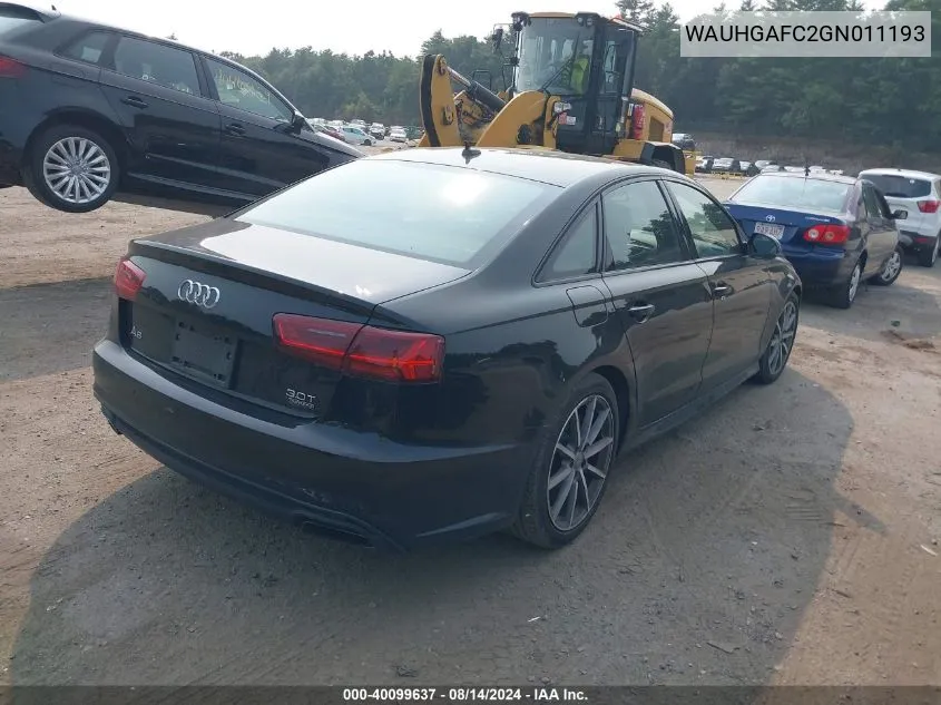 2016 Audi A6 3.0T Premium Plus VIN: WAUHGAFC2GN011193 Lot: 40099637