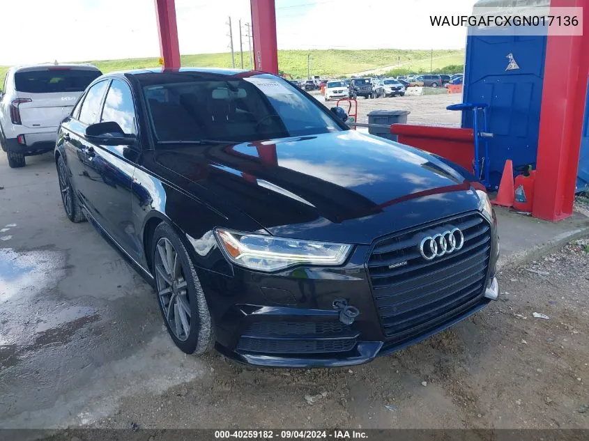 2016 Audi A6 3.0T Premium Plus VIN: WAUFGAFCXGN017136 Lot: 40259182