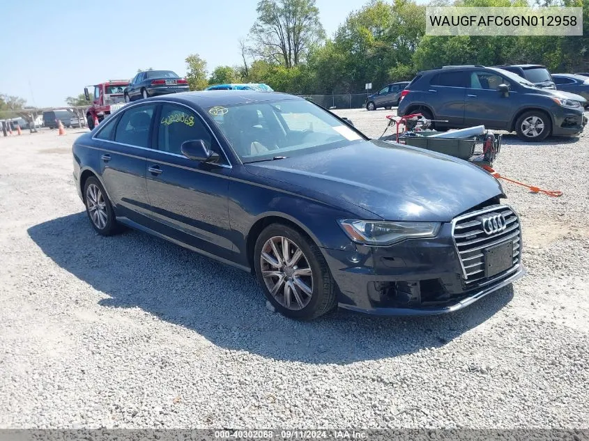 2016 Audi A6 2.0T Premium Plus VIN: WAUGFAFC6GN012958 Lot: 40302068