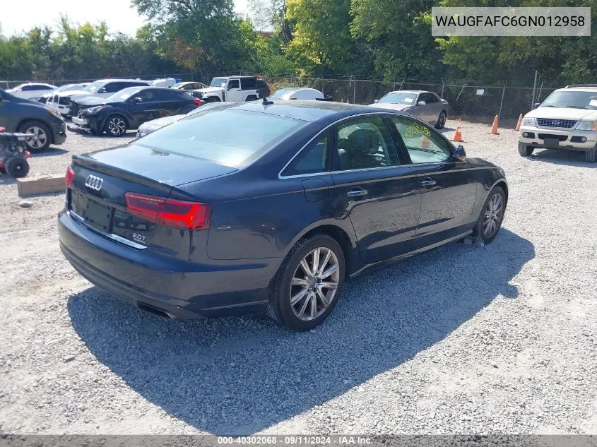 WAUGFAFC6GN012958 2016 Audi A6 2.0T Premium Plus