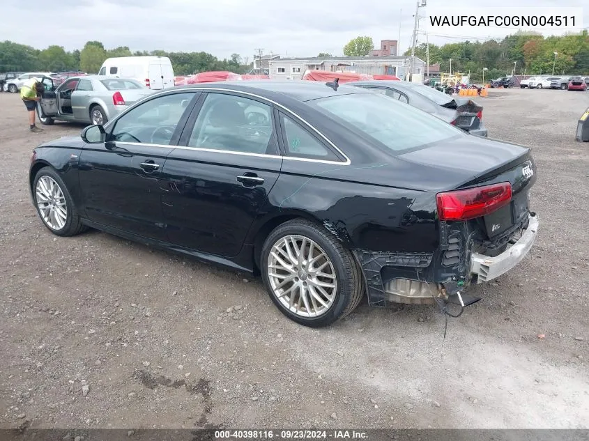 WAUFGAFC0GN004511 2016 Audi A6 3.0T Premium Plus