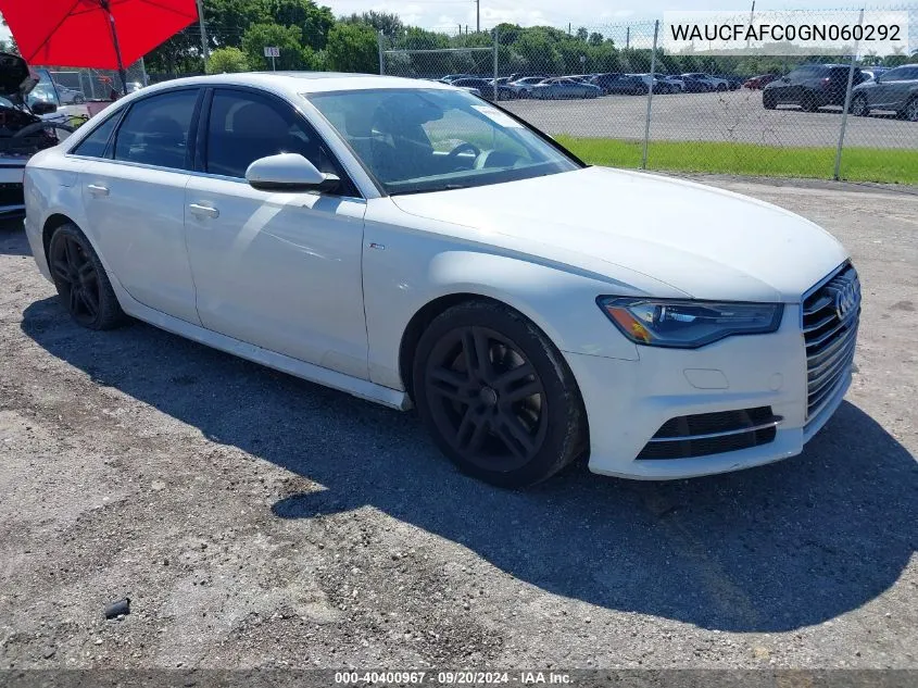 2016 Audi A6 2.0T Premium VIN: WAUCFAFC0GN060292 Lot: 40400967