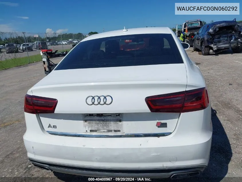 2016 Audi A6 2.0T Premium VIN: WAUCFAFC0GN060292 Lot: 40400967