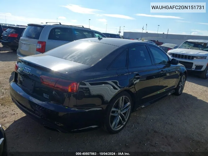 2016 Audi A6 3.0T Premium Plus VIN: WAUHGAFC2GN151731 Lot: 40507863