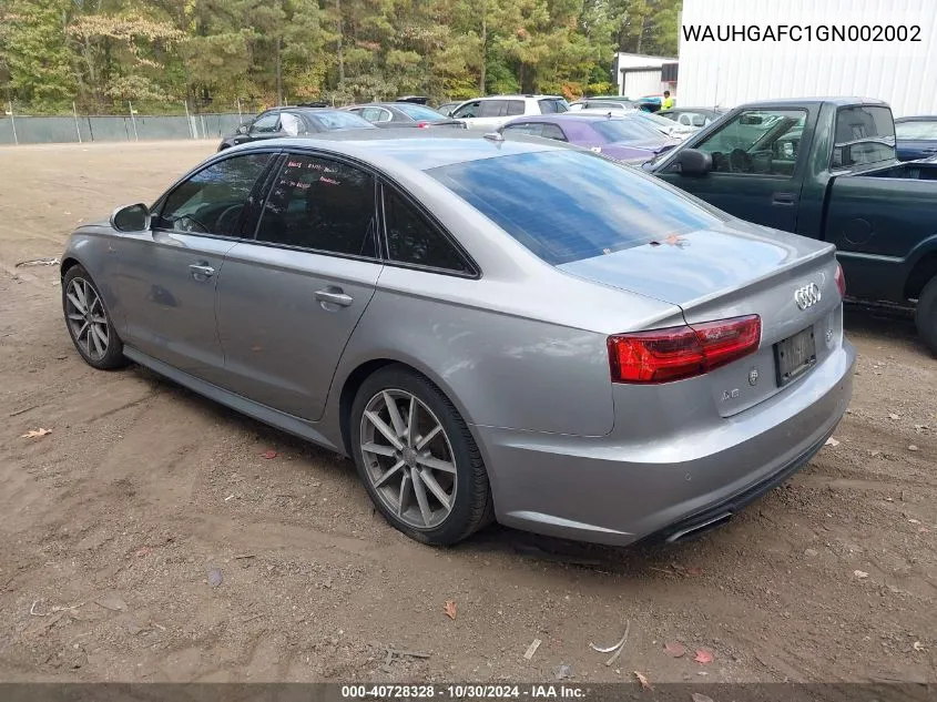 2016 Audi A6 3.0T Premium Plus VIN: WAUHGAFC1GN002002 Lot: 40728328