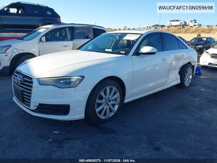 2016 Audi A6 2.0T Premium VIN: WAUCFAFC1GN059698 Lot: 40809275