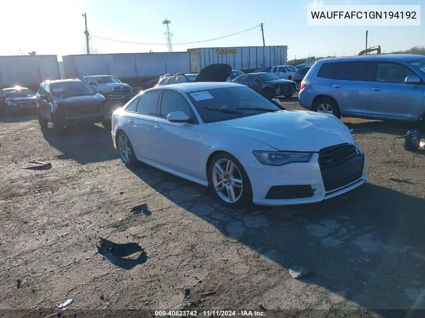 2016 Audi A6 2.0T Premium VIN: WAUFFAFC1GN194192 Lot: 40823742