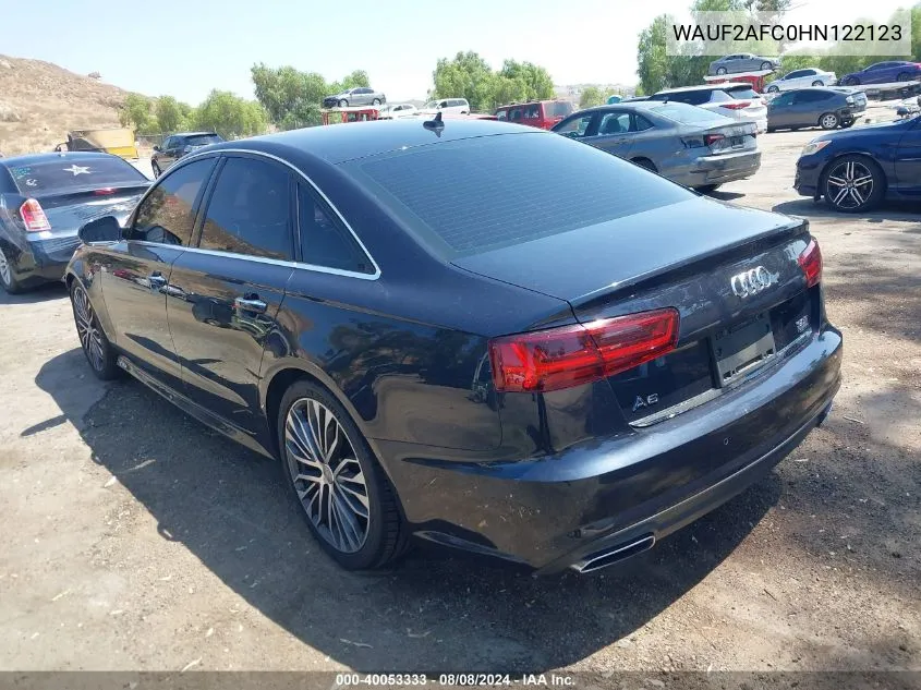 2017 Audi A6 Premium Plus VIN: WAUF2AFC0HN122123 Lot: 40053333