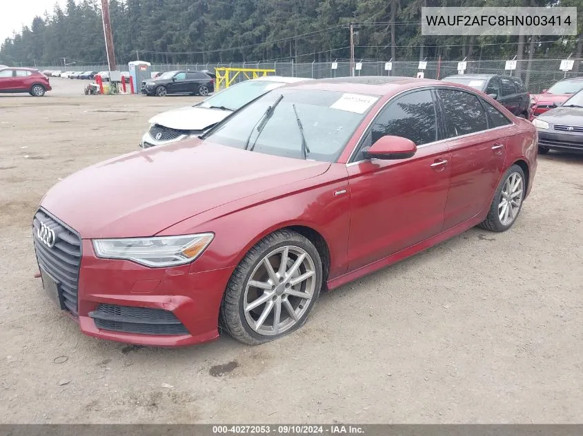 2017 Audi A6 Premium Plus VIN: WAUF2AFC8HN003414 Lot: 40272053