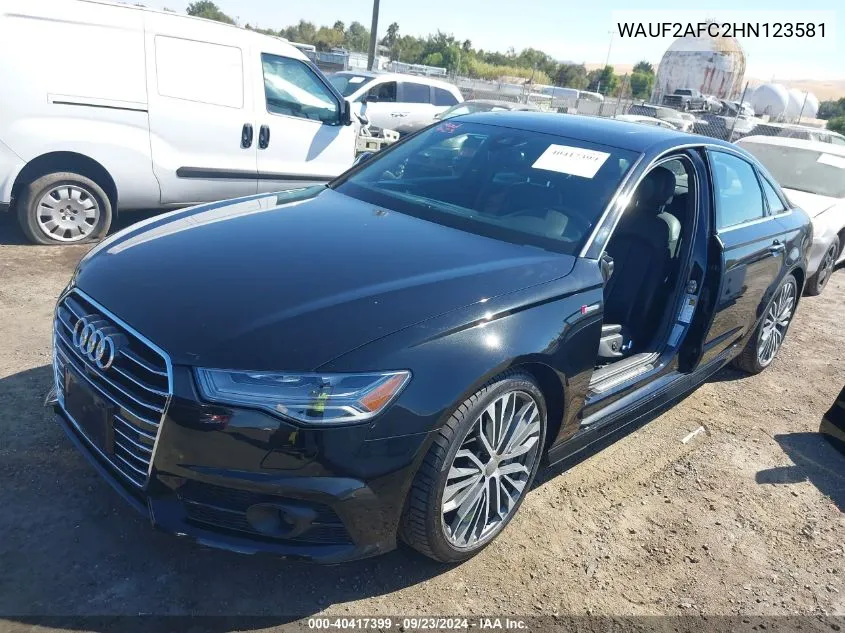 2017 Audi A6 3.0T Premium Plus VIN: WAUF2AFC2HN123581 Lot: 40417399