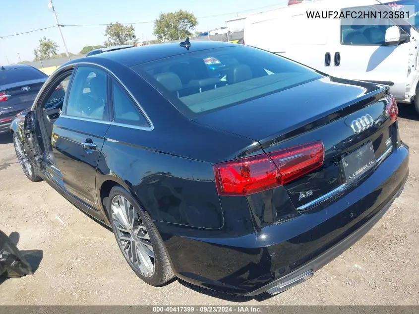 2017 Audi A6 3.0T Premium Plus VIN: WAUF2AFC2HN123581 Lot: 40417399