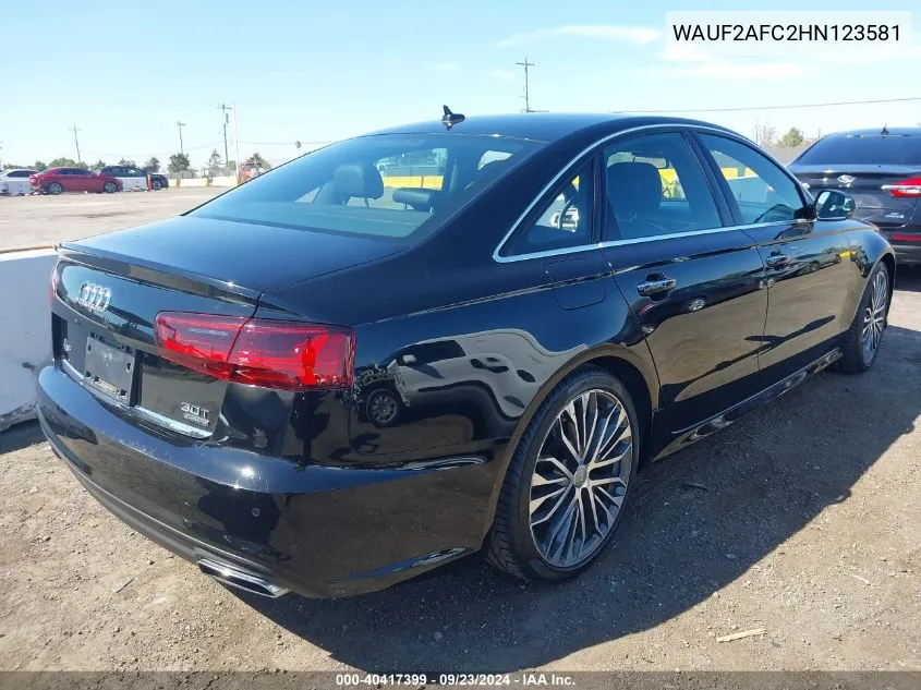 2017 Audi A6 3.0T Premium Plus VIN: WAUF2AFC2HN123581 Lot: 40417399