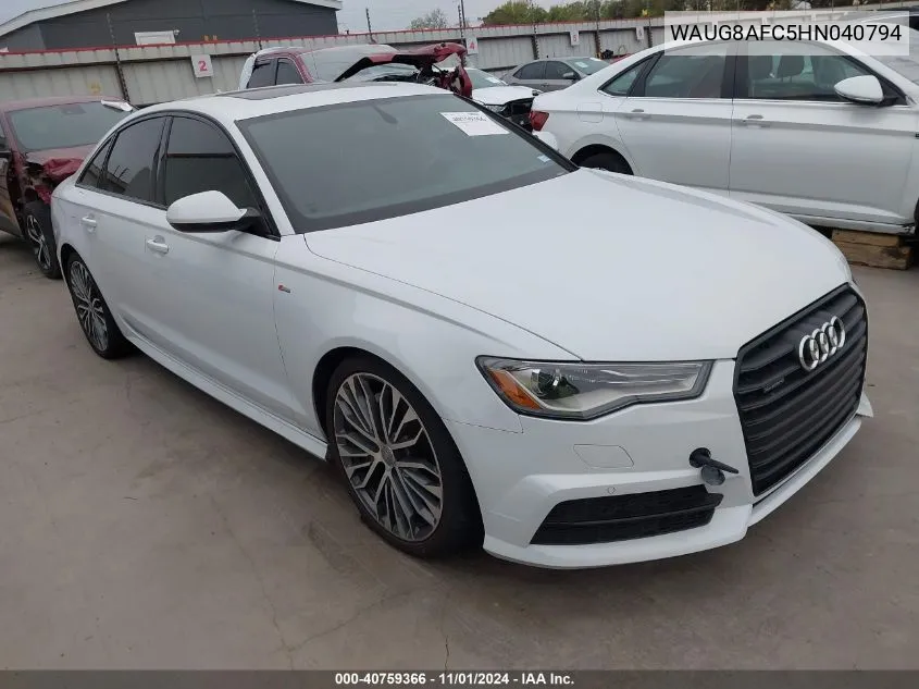 2017 Audi A6 2.0T Premium VIN: WAUG8AFC5HN040794 Lot: 40759366