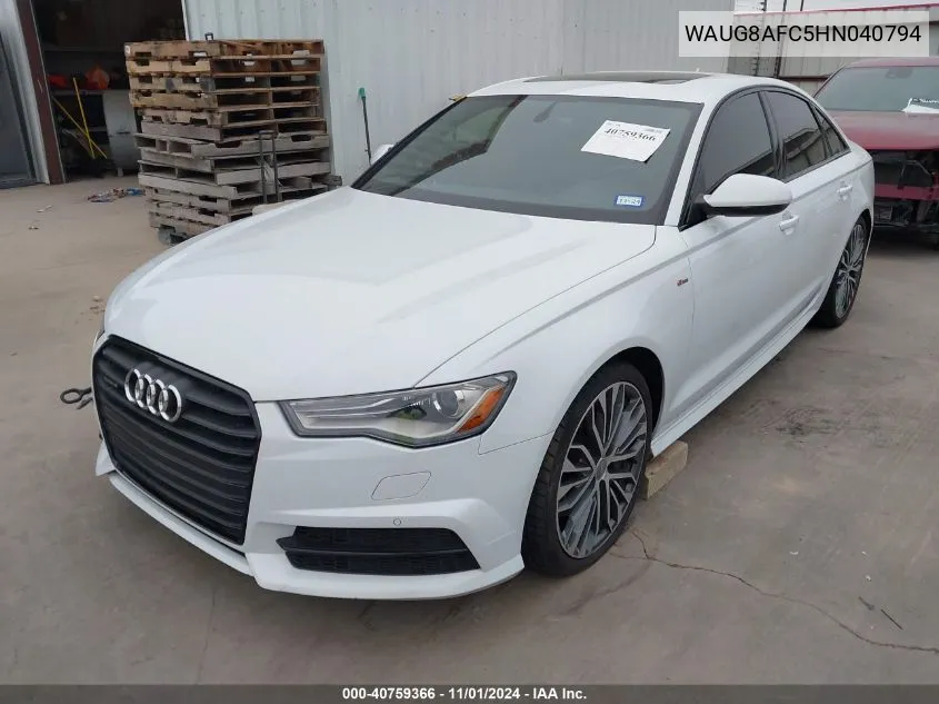 2017 Audi A6 2.0T Premium VIN: WAUG8AFC5HN040794 Lot: 40759366