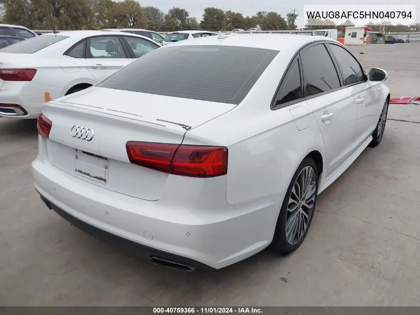 2017 Audi A6 2.0T Premium VIN: WAUG8AFC5HN040794 Lot: 40759366